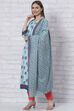 Sky Blue Kalidar Printed Suit Set image number 3